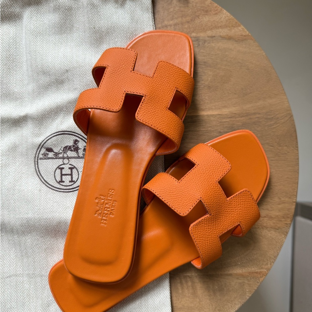 Hermes Orange Flats